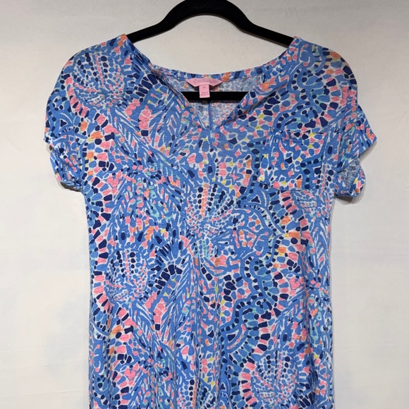 Lilly Pulitzer Duval Linen Dress Tic Tac Tile Allover Print Size XS - Picture 2 of 9